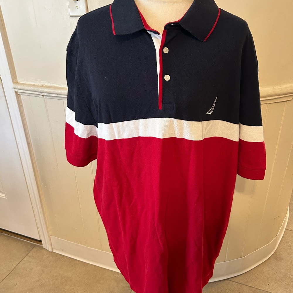 Nautica Polo Shirt - Navy, White, and Red/XXLarge/NWT